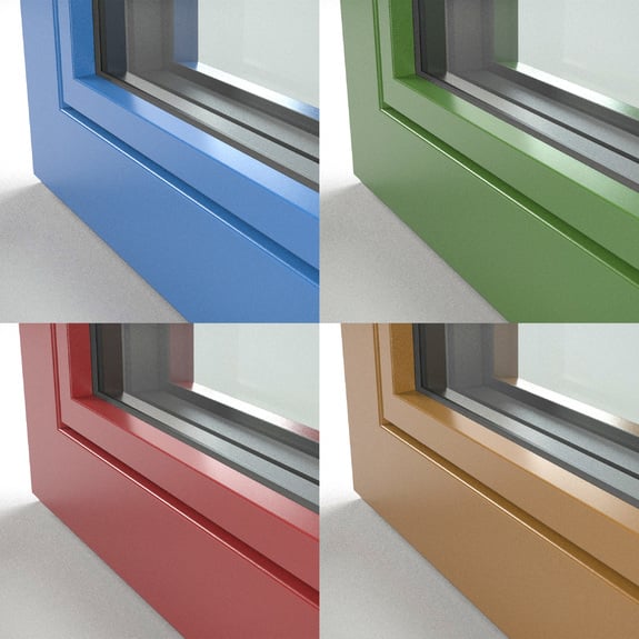 Las superficies de aluminio de color puro están disponibles en una gran variedad de colores.
