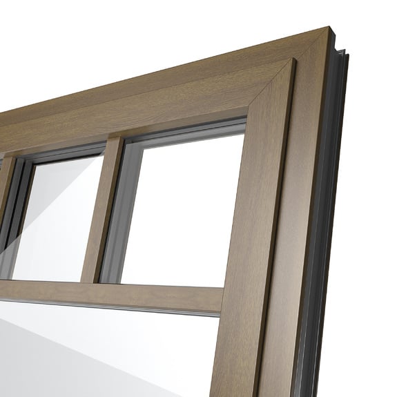 Le superfici in alluminio con decori legno hanno un aspetto particolarmente autentico.