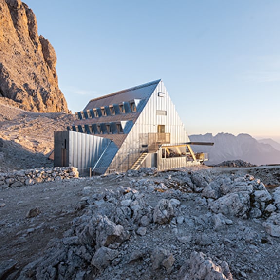 Santnerpass hut in South Tyrol.