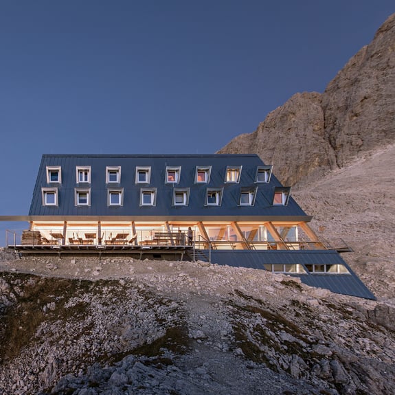 Santnerpass hut in South Tyrol.