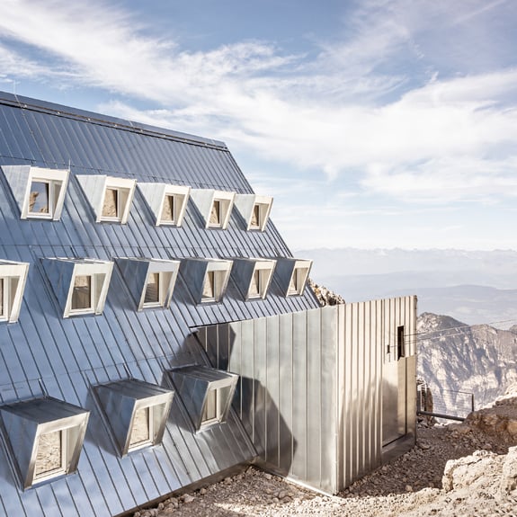 Santnerpass hut in South Tyrol.