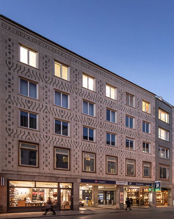 Existing ceramic façade – new windows.