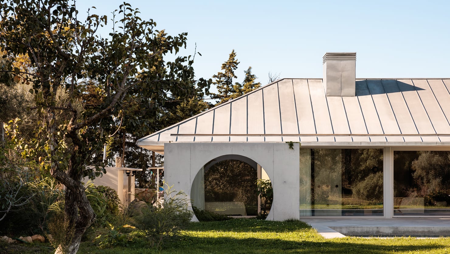 Geometric forms, contrasting materials.