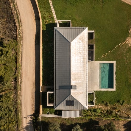 Geometric forms, contrasting materials.